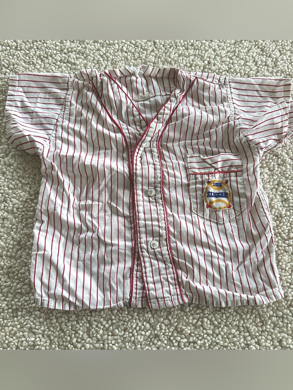 90s Vintage Boys Pinstripe Baseball Shirt 2T